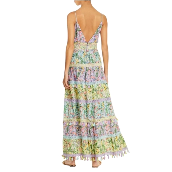Alice + Olivia Karolina Tie Front Maxi Dress in Coastal Gardens Lavender Size 12 - Picture 3 of 15